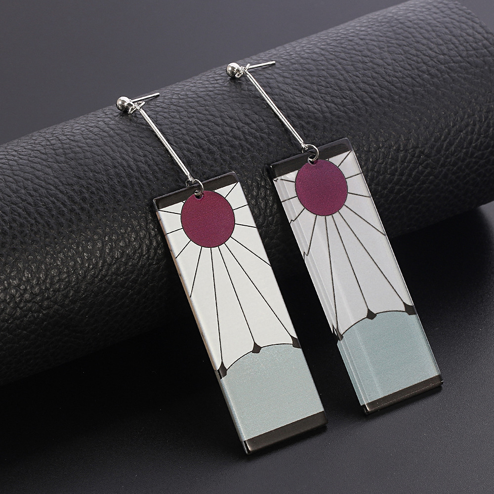 跨境 动漫周边 鬼灭之刃耳环 demon slayer 创意灶门炭治郎耳饰