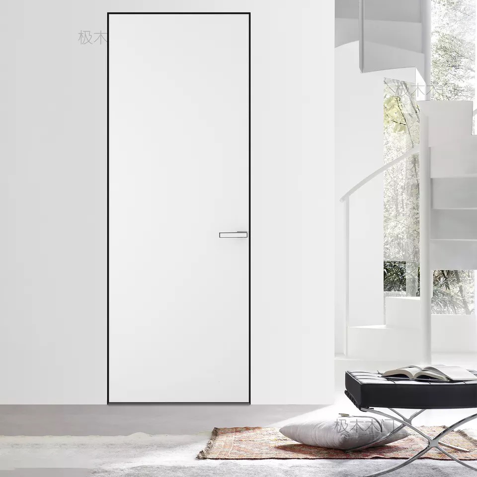 实木隐形门窄边无框铝木生态门厂家涂料门室内暗藏平开卧室房间门