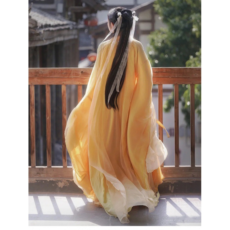 汉服女魏晋风直裾大袖衫古装广袖交领齐腰襦裙元旦服