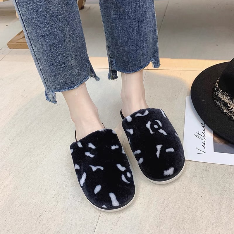 2023 New Winter Slippers Women's Warm Thick Soft Soled Non-Slip Cotton Slippers Women's Home Couple Fleece-Lined Cotton Slippers