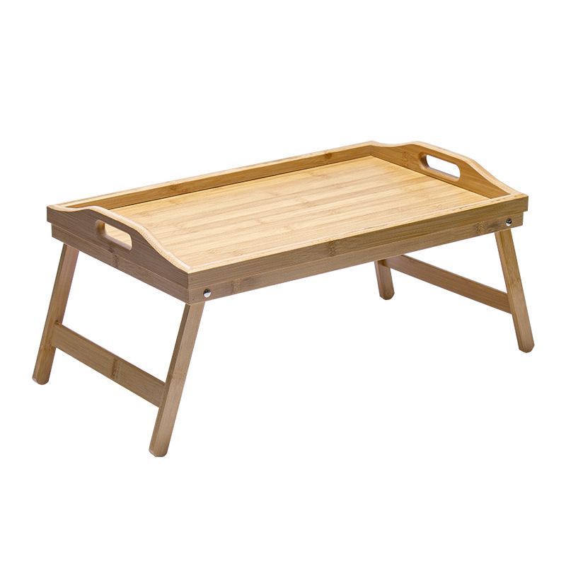 Bamboo Tray with Feet Wholesale Simple Plate Bed Bay Window Lazy Folding Small Table Rectangular Bamboo Tea Tray