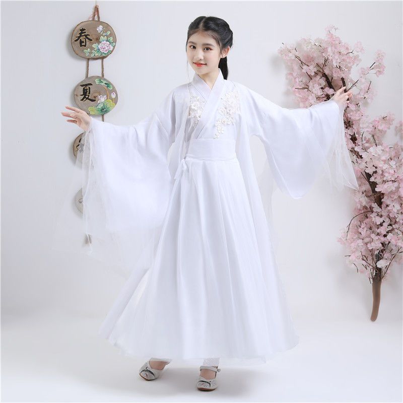 儿童演出服汉服古装仙女服女童古代衣服中演出童装小孩大童古筝