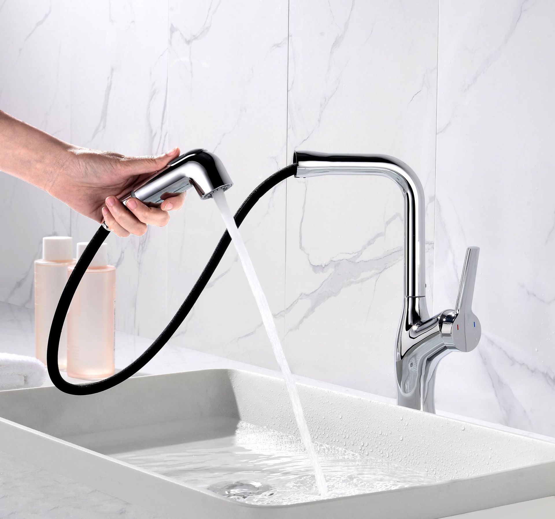 跨境货源黄铜厨房抽拉水龙头家用洗菜盆上冷热厨房水槽水龙头