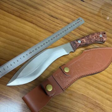 户外刀野外便携生存刀砍柴刀直刀锋利小弯刀龙骨一体刀具