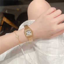 Cacaxi 外贸热销复古方形女士手表时尚奢华镶钻中古罗马女表 A163