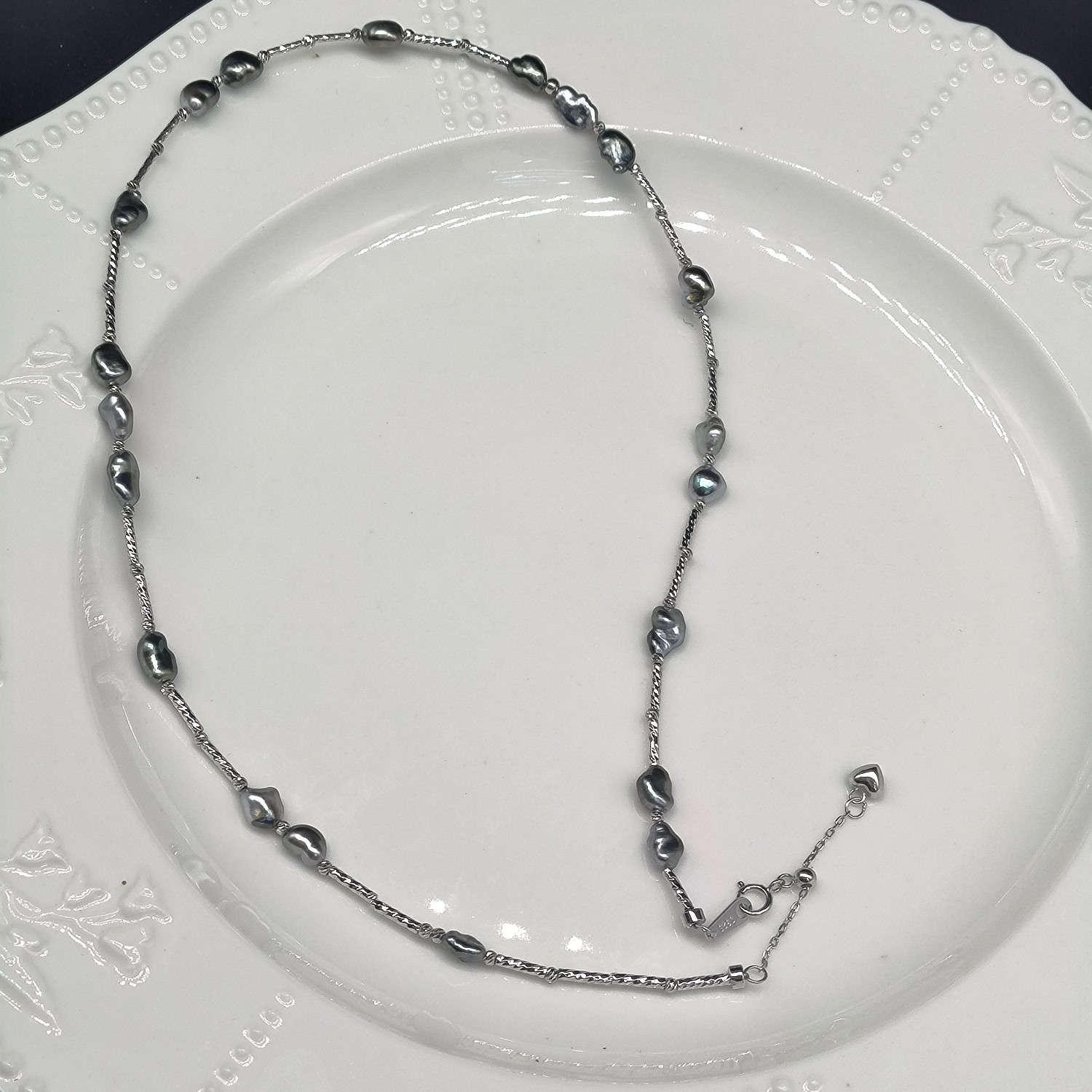 海水珍珠项链大溪地无核keshi5-6mms925银巴洛克异形强光油亮饱满