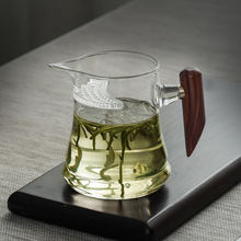 耐热玻璃公道杯茶漏一体泡绿茶杯月牙过滤公杯带把茶具分茶器匀杯