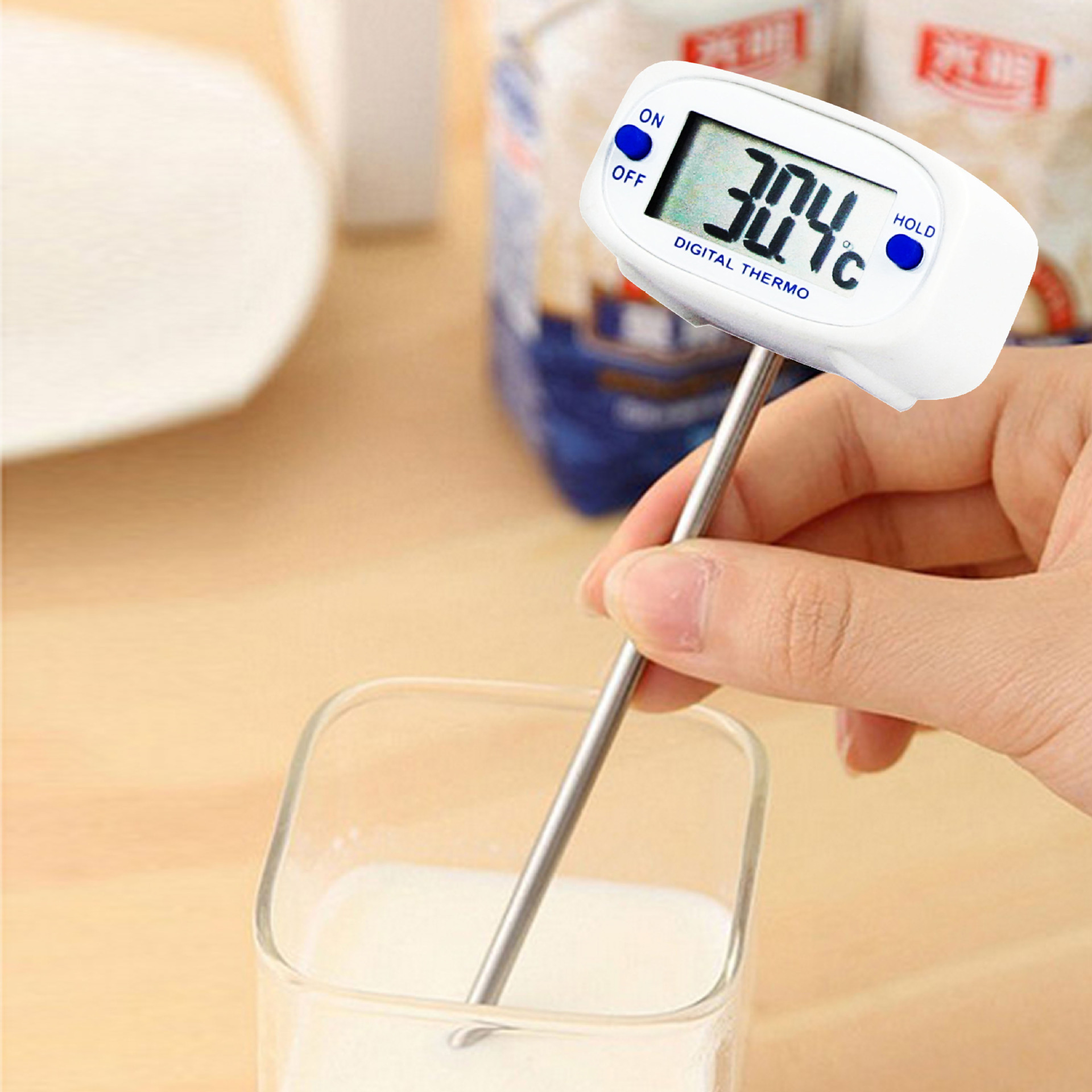 大货新品液晶显示测牛奶温度烤肉厨房家用不锈钢咖啡烹饪温度计