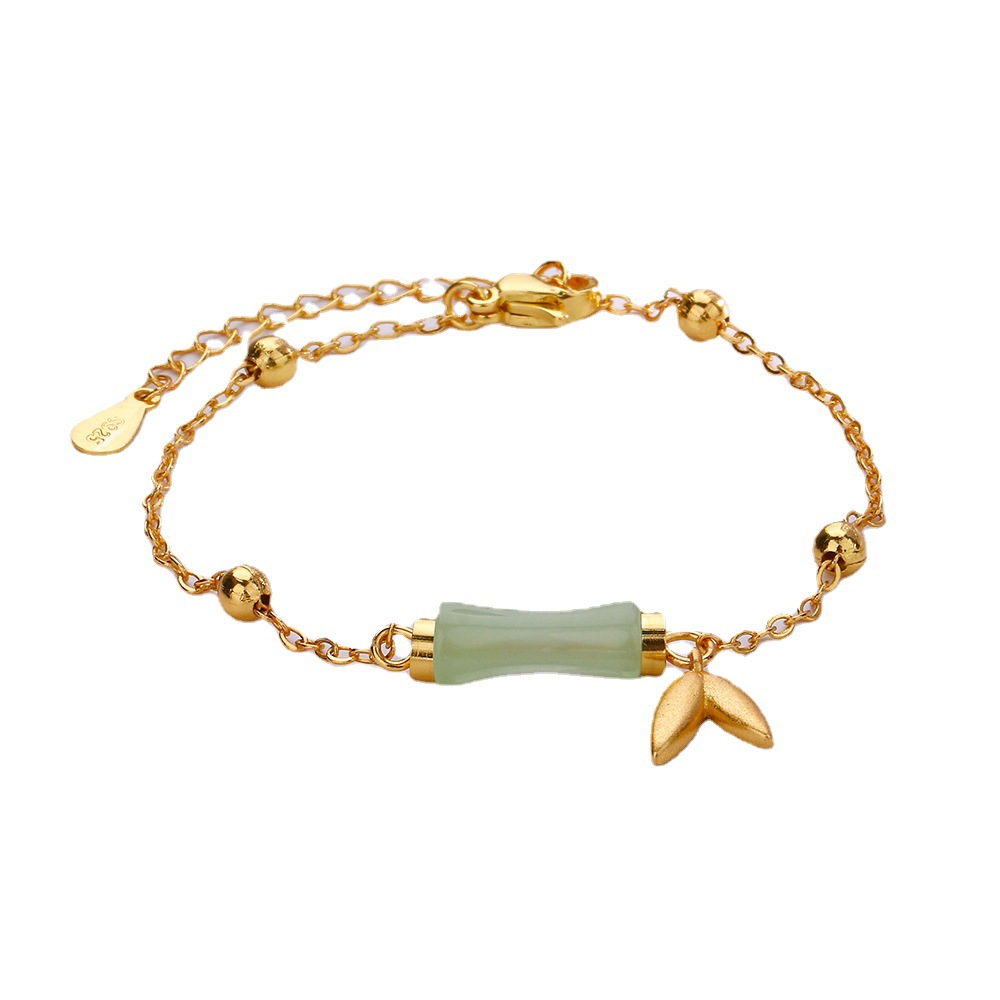 Sijing Hetian Jade Bamboo Bracelet Female National Fashion You Bamboo Enough for Lovers Exquisite Gift Ancient Gold Bamboo Leaf Bracelet