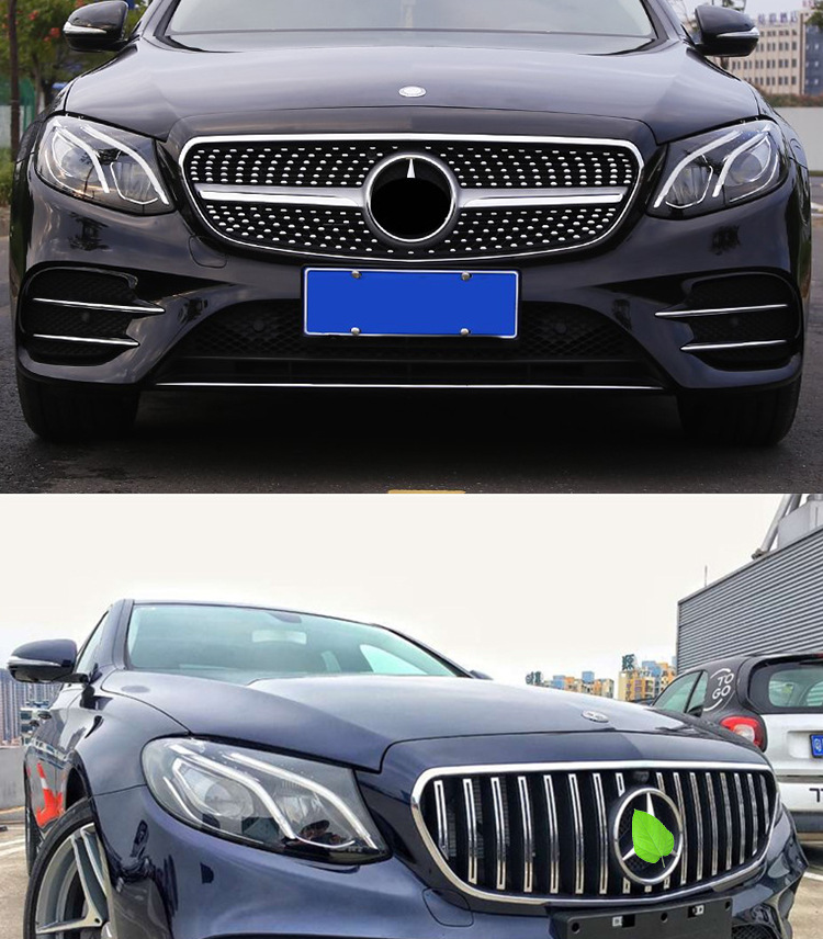 适用于17-20奔驰e级改装gt中网前期w213改满天星竖条前脸前杠格栅