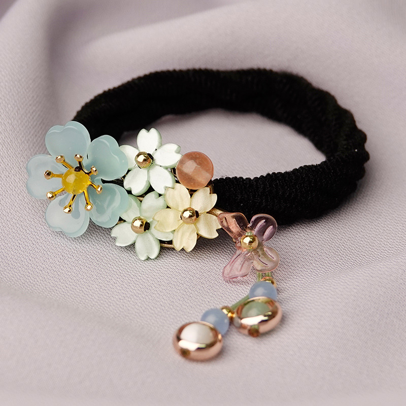 半丸子头扎发发绳古风发圈小众设计手工发绳流苏发饰橡皮筋批发