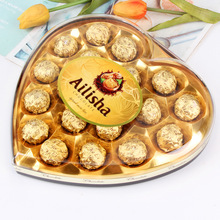 爱丽莎18粒金色巧克力心形礼盒装情人节日小礼物儿童休闲零食批发