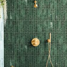 复古墨绿大理石马赛克瓷砖卫生间厨房阳台背景墙真石材长条墙砖