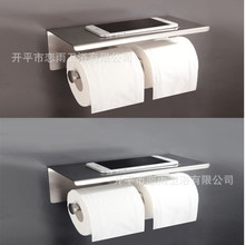 浴室纸巾架不锈钢手机厕纸架卫生间抽纸架双个304拉丝亮光双纸架