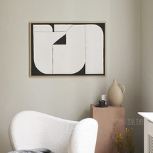 北欧风极简几何抽象装饰画客厅个性创意黑白挂画设计师