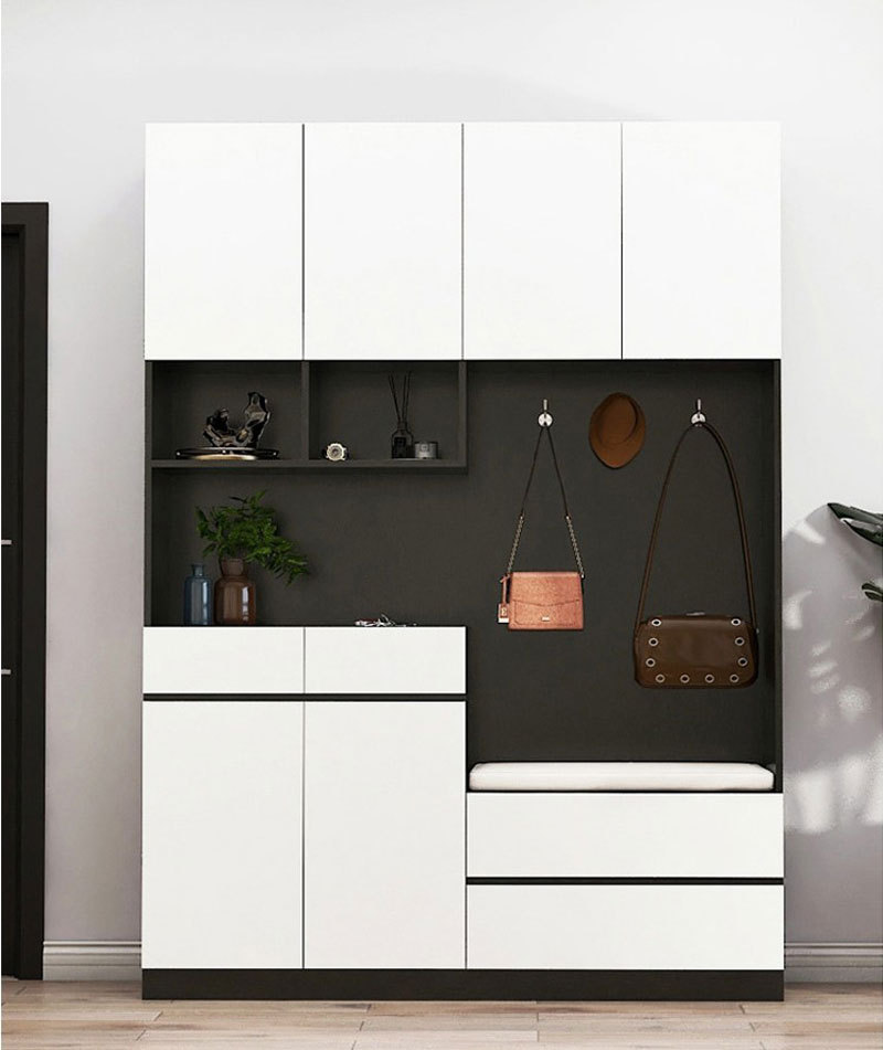 现代简约门厅柜进门鞋柜衣帽柜一体北欧入户玄关柜大容量组合定制