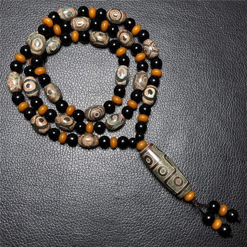 西藏老九眼天珠锁骨链横穿挂脖绿色天珠玛瑙项链男女毛衣链-阿里巴巴