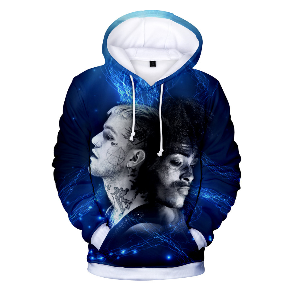 跨境新款xxxtentacion and LilPeep个性数码印花3D带帽卫衣hoodie