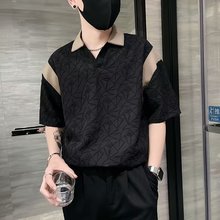 polo衫男士短袖潮流t恤2024新款夏季潮牌半袖小V领体恤衣服