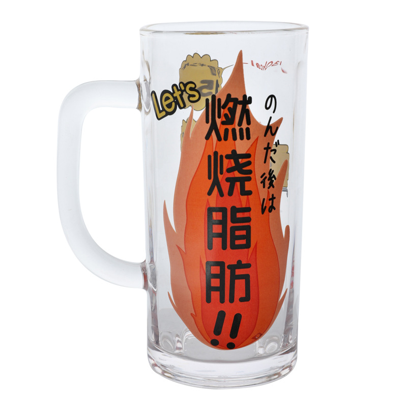 Summer Japanese Style Fat Burning Glass Beer Steins Coke Cup Large Capacity Juice Cup Water Cup