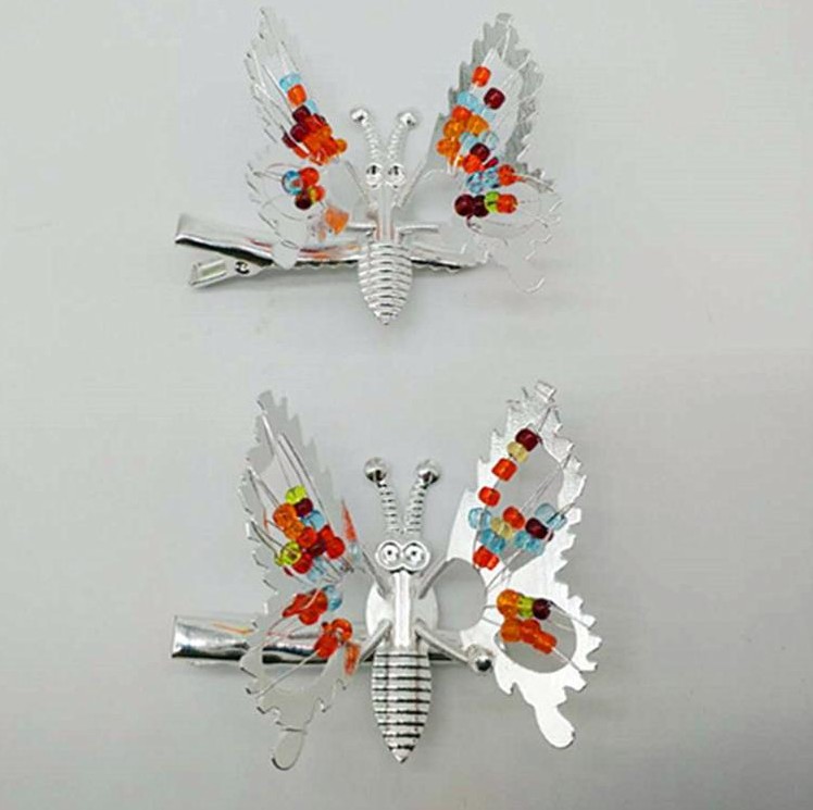 蝴蝶发卡怀旧抖动颤蝶老式小女孩儿童会动的蝴蝶发夹小时候发饰