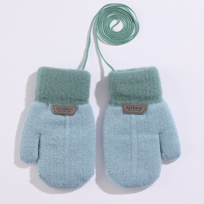 Autumn and Winter Simple Children's Gloves Fleece-lined Thickened Cartoon Boys' and Girls' Bags Sets Outdoor Cold-Proof Thermal Knitting Gloves