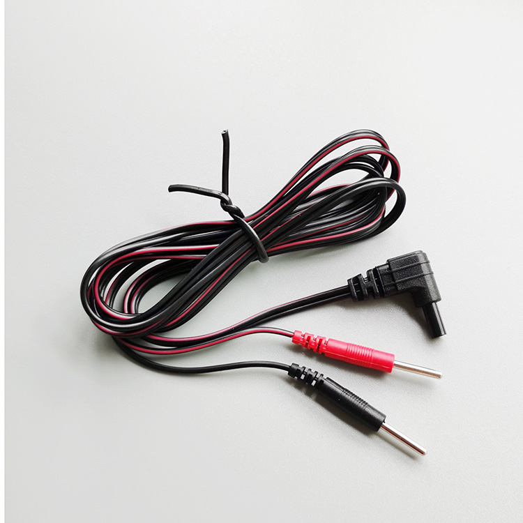 2.35安规插针线一拖二红黑线 按摩理疗仪电极片连接线 电极转接线