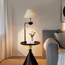 落地灯奶油风客厅沙发旁置物架一体设计感卧室床头氛围茶几台灯