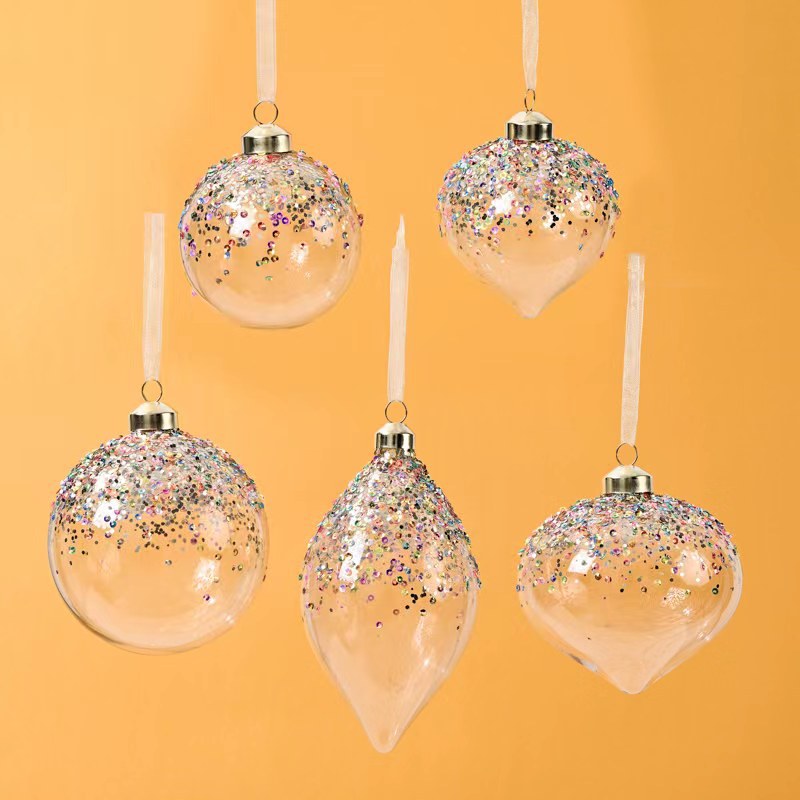 New Arrival Christmas Transparent Hand Painted Sequined Ball Christmas Tree Ornament Ball Hotel Mall Opening Birthday Pie