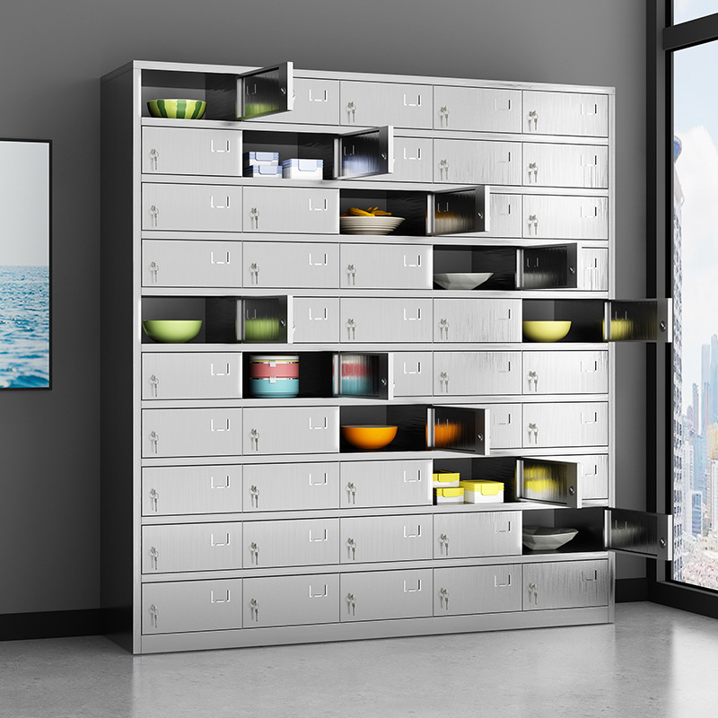 不锈钢碗柜员工食堂餐盘柜多格储物柜学校餐厅多门碗筷饭盒餐具柜