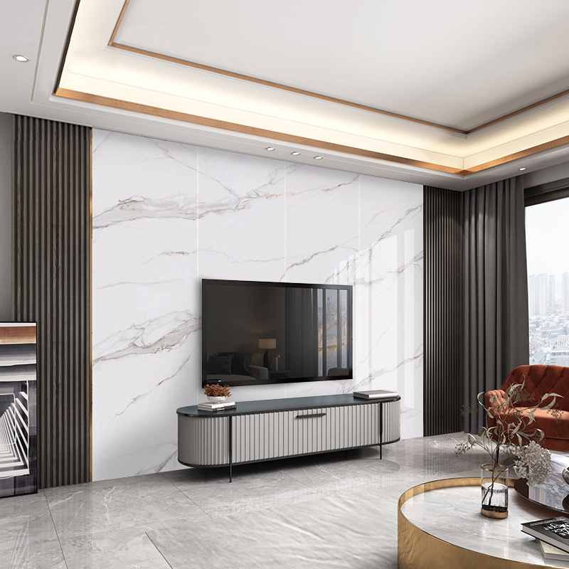 佛山电视机背景墙悬空岩板大理石3d瓷砖大板客厅轻奢影视墙电视墙