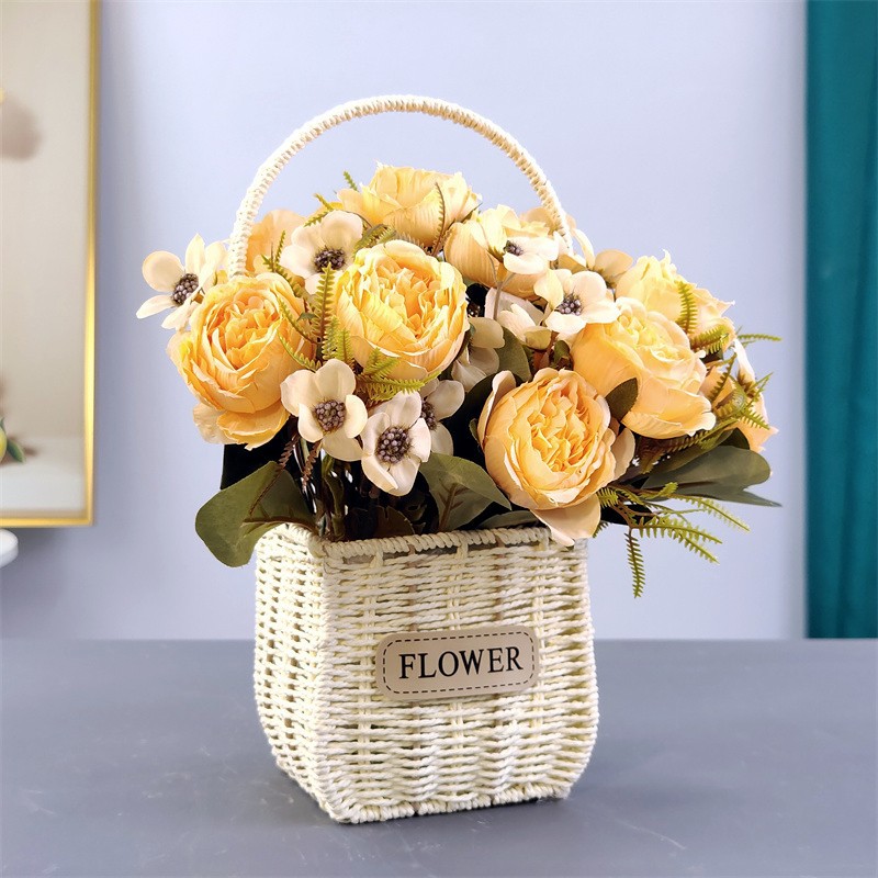 Factory Supply Rattan Hand-Carrying Knitting Flower Basket Valentine's Day Flower Basket Storage Basket Wedding Flower Arrangement Basket Home Decoration Basket