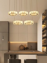 餐水晶吊灯三头五头创意个性led水晶吊灯现代简约圆形饭厅灯具