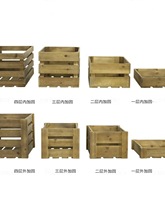 0WYV木框超市板条箱实木收纳木箱子长方形做旧储物箱装饰陈列木框