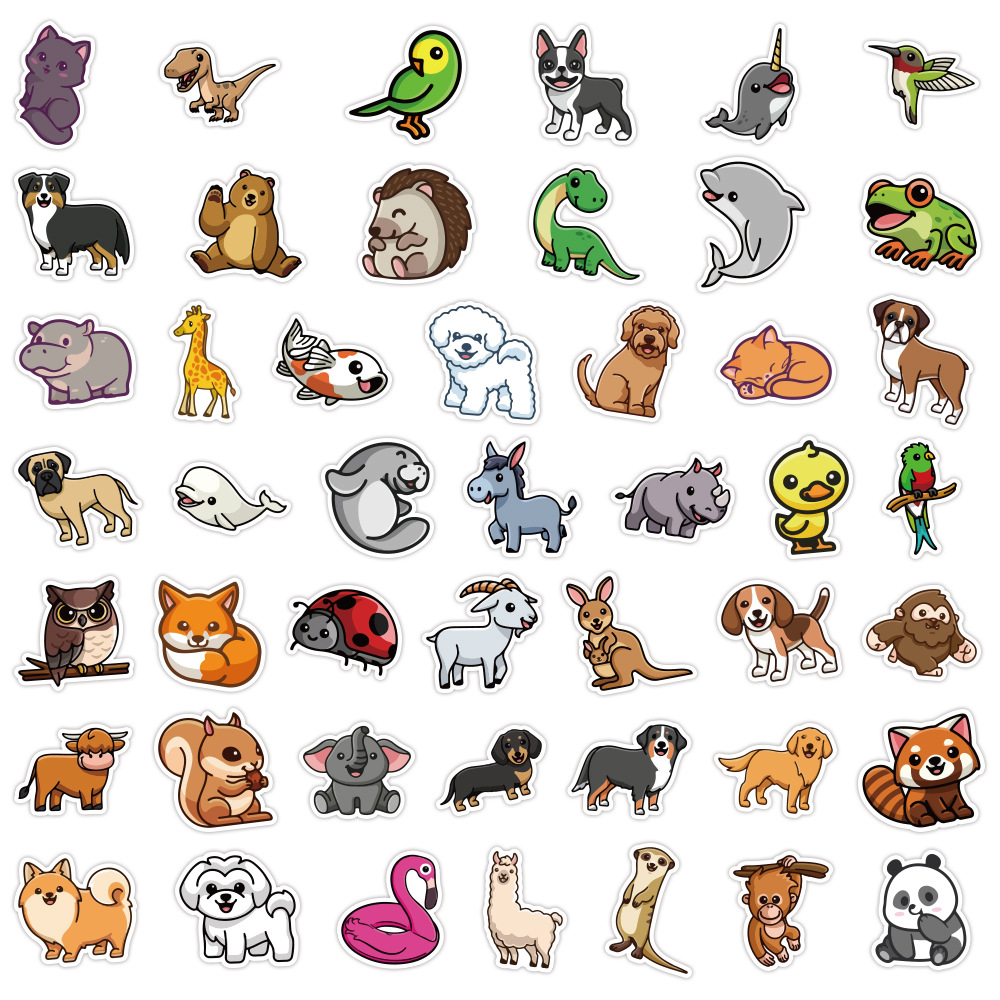50-400张卡通可爱小动物贴画手机壳行李箱笔记本儿童文具手账贴纸