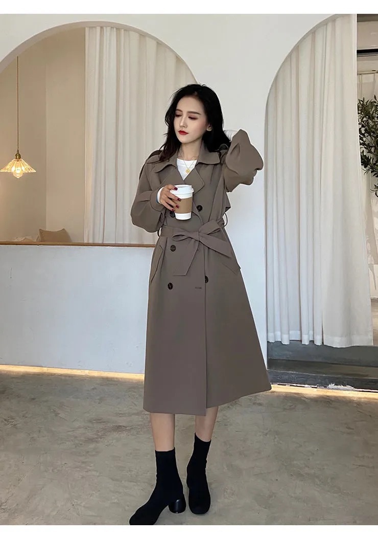 时尚气质港风风衣外套女中长款韩版秋冬2021小个子女士风衣秋1008