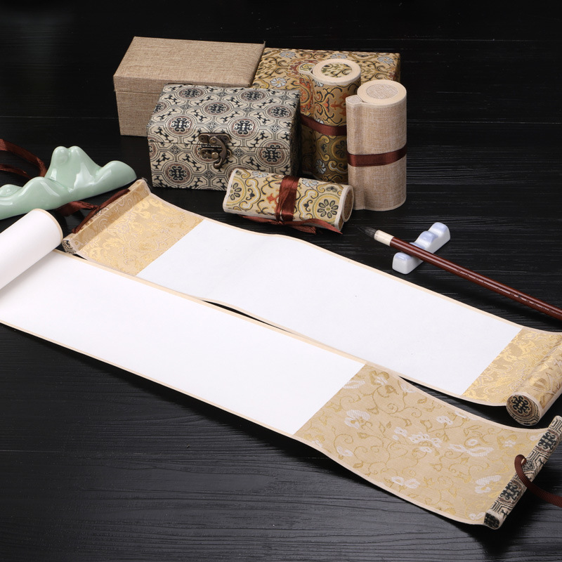 宣纸卷轴小号迷你挂轴熟宣毛笔硬笔工笔画书法小楷创作专用手卷立