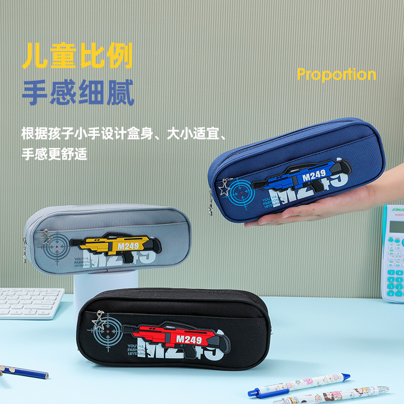 double-layer korean style simple pencil case boys middle school students pencil box oxford cloth large capacity stationery bag pencil case wholesale