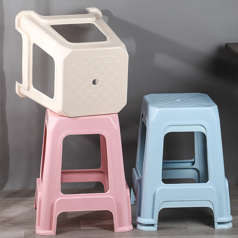 Household Thickened Plastic Stool Nordic Living Room High Bench Simple Square Stool Adult Dining Table Cooked Plastic Chair Wholesale