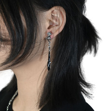 S925银针新中式珍珠珐琅无耳洞耳钉耳环小众设计感耳饰耳夹女