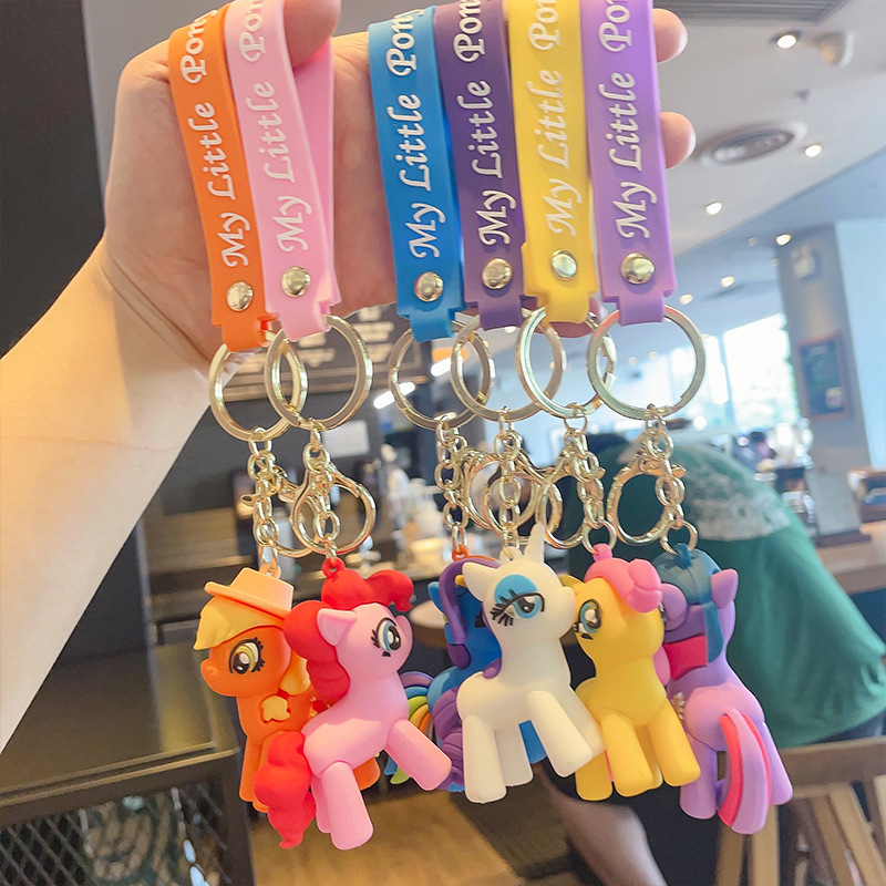 My Little Pony PVC Figurine Keychain Lovely Bag Pendant Personalized Car Accessories Creative Pendants Wholesale