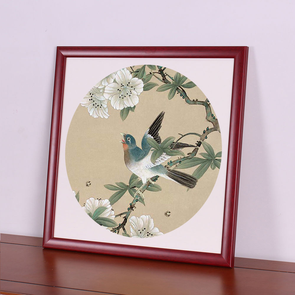 实木相框批发正方形宣纸画框中式装裱字画宣纸5050尺寸十字绣画框