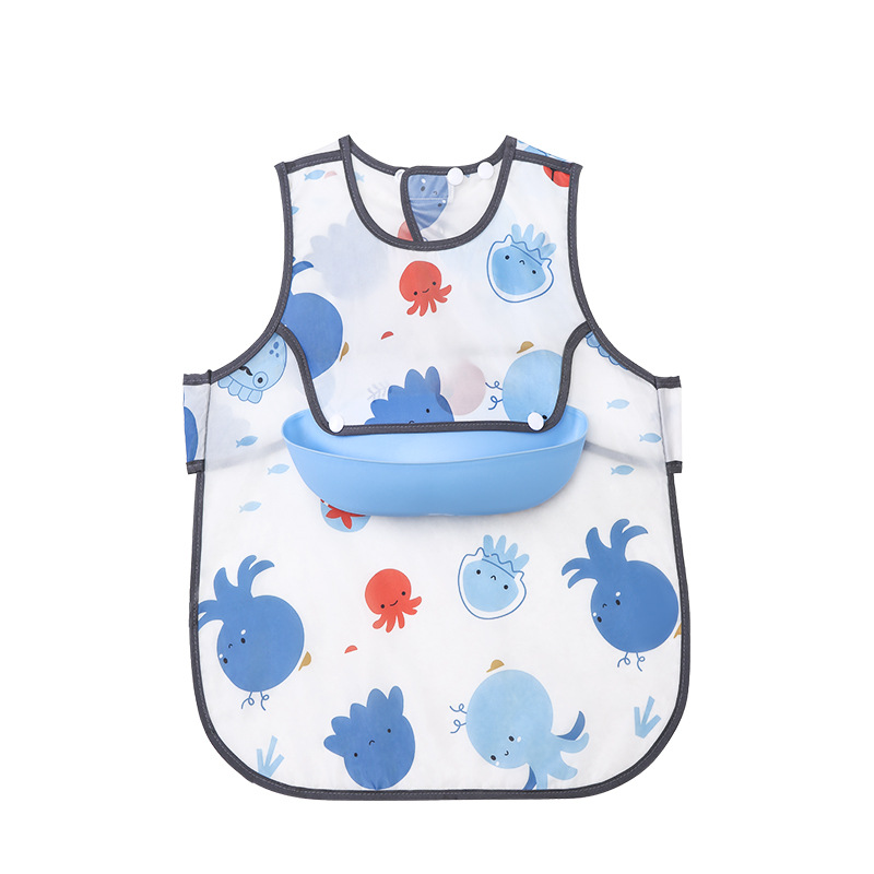 Baby Bib Autumn and Winter Thin Waterproof Baby Clothes with Bib Baby Girl Child Eating Sleeveless Coverall Disposable Kindergarten Apron