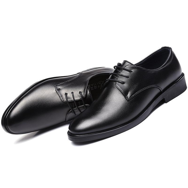 男鞋秋季休闲鞋皮鞋新款男士商务男休闲婚庆结婚伴郎正装工作鞋