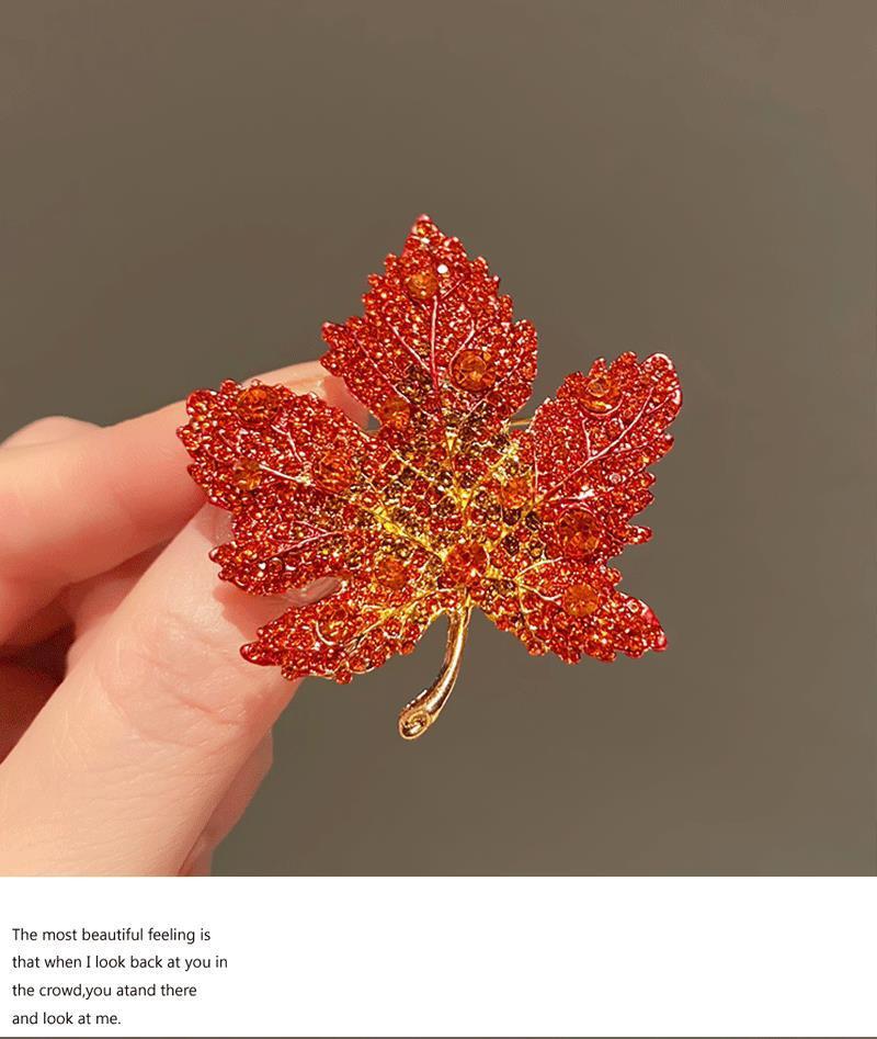 胸针高端女精致红色枫叶防走光别针设计感小众胸针气质复古胸针