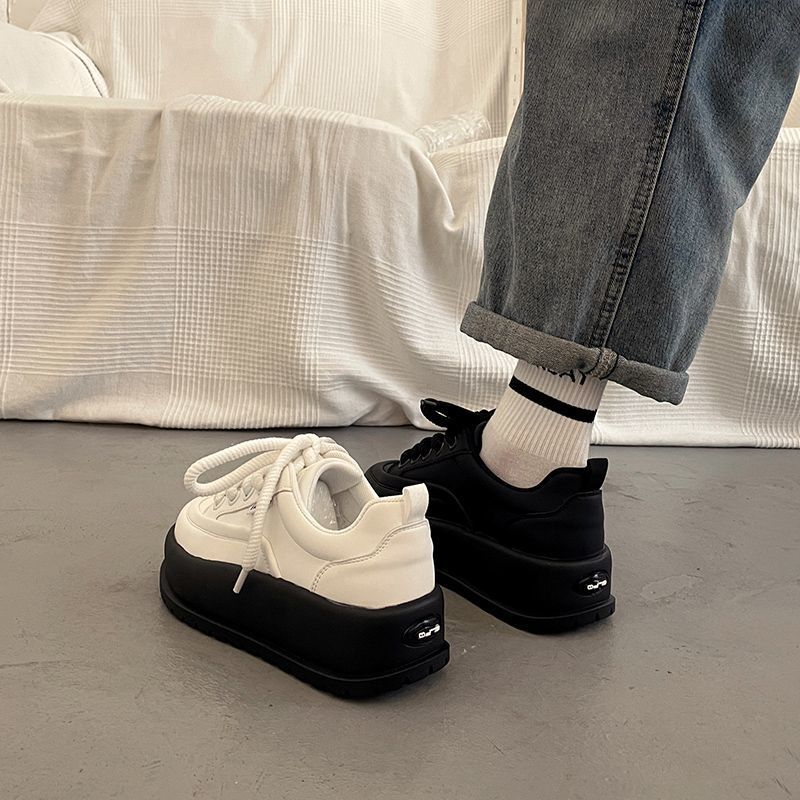 爆款厚底小白鞋女秋冬季百搭板鞋2024新款韩系松糕休闲运动鞋