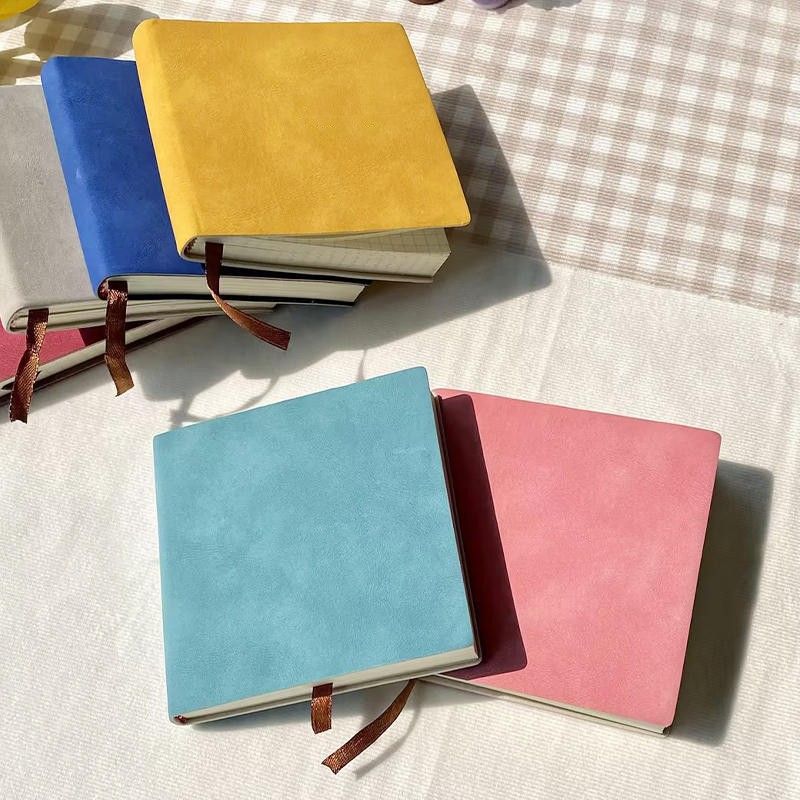 迷你本子旅行盖章本空白页收集纪念章打卡印章本方块款便携口袋本-阿