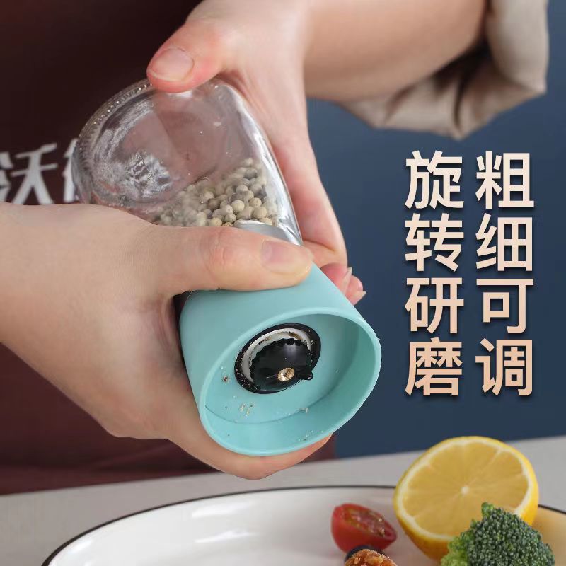 kitchen accessory kitchen appliance Grinder Glass Black Pepper Mill Bottle Kitchen Supplies Household Mill Black Manual Seasoning Seasoning Bottle Salt Jar