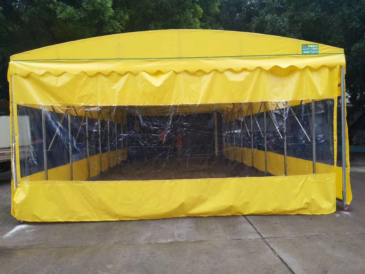 电动活动帐篷伸缩遮阳棚批发电动推拉帐篷仓储帐篷移动篷电动车棚