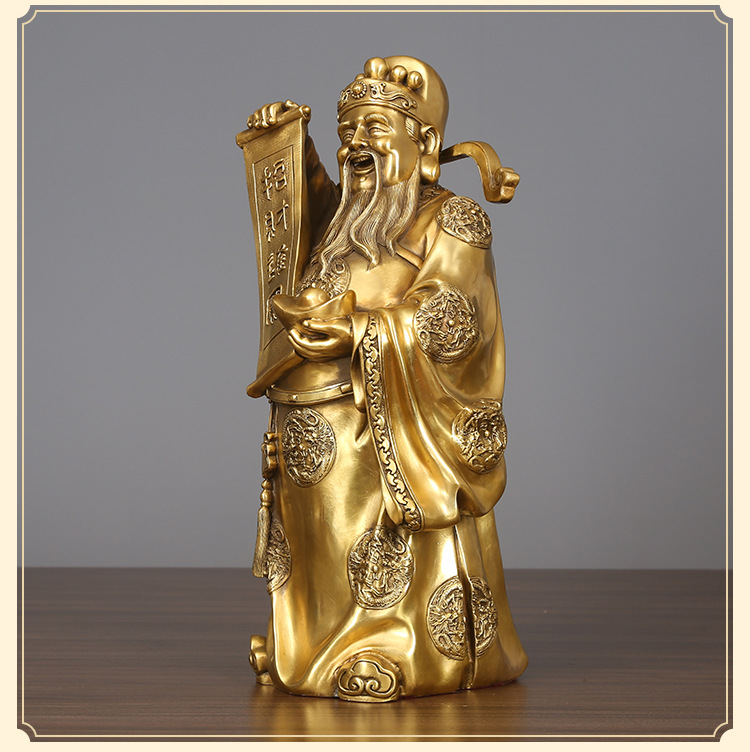 黄铜财神爷文财神佛像财帛星君摆件家居工艺品